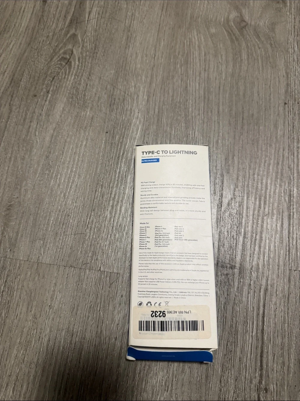 Type-C to Lightning Cable in White and Blue